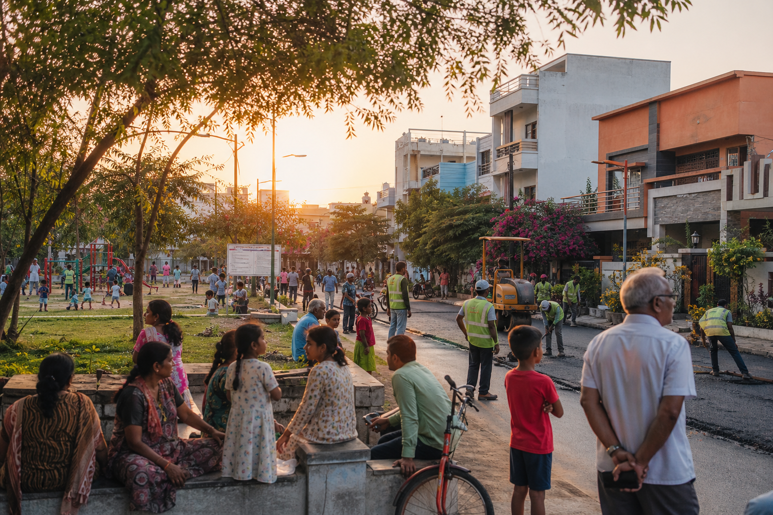 Residents and civic teams improving neighbourhood roads, parks and public spaces in Ameenpur
